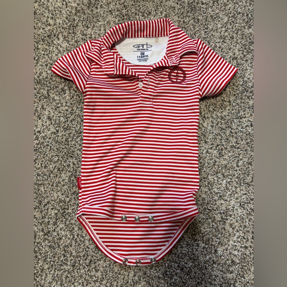 GARB Baby Boy Red and White Striped Polo Size 3-6 Months